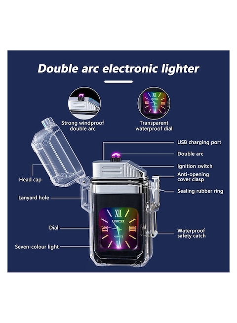 Arc Electric Lighter - USB Rechargeable, Waterproof, Windproof Transparent Dial Lighter for Candles, Incense, Fireworks, and Outdoor Use - Fashionable, Eco-Friendly
