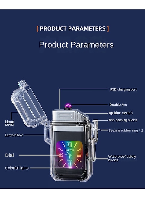 Arc Electric Lighter - USB Rechargeable, Waterproof, Windproof Transparent Dial Lighter for Candles, Incense, Fireworks, and Outdoor Use - Fashionable, Eco-Friendly
