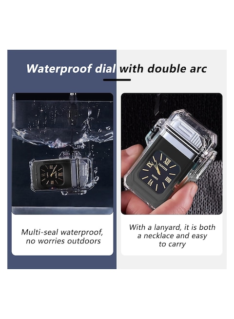 Arc Electric Lighter - USB Rechargeable, Waterproof, Windproof Transparent Dial Lighter for Candles, Incense, Fireworks, and Outdoor Use - Fashionable, Eco-Friendly
