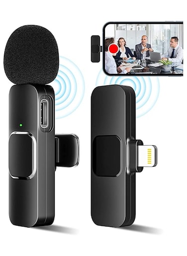 Professional Wireless Lavalier Lapel Microphone for iPhone &amp; iPad &ndash; Cordless Omnidirectional Condenser Mic for Interview, Video, Podcast, Vlog, YouTube