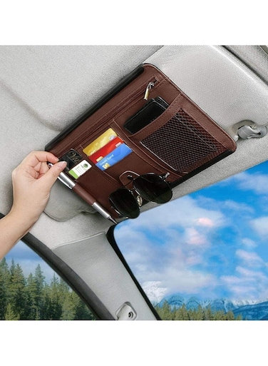 منظم واقي الشمس للسيارة   جيب واقي شمس للسيارة بظهر صلب   ملحق سيارة متعدد الوظائف للنظارات والهاتف والتذاكر والمستندات   تخزين واقي الشمس العالمي