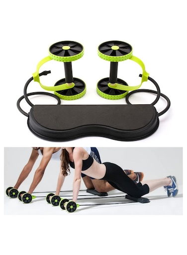 جهاز تمرين البطن Xtreme Double Wheel Ab Roller لتدريب عضلات البطن والجذع   جهاز لياقة بدنية للخصر النحيف   جهاز تمرين البطن في صالة الألعاب الرياضية المنزلية للرجال والنساء