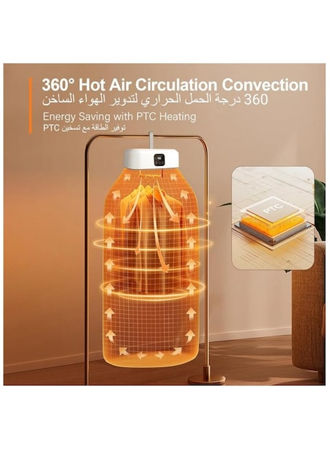 600W Portable Clothes Dryer &ndash; Mini Folding Electric Drying Machine with Remote Control &amp; Drying Bag &ndash; Compact &amp; Convenient for Apartments, Dorms, Hotels