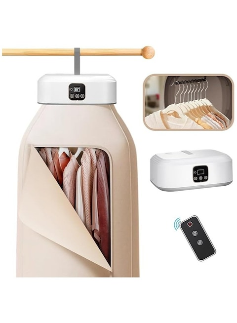 600W Portable Clothes Dryer &ndash; Mini Folding Electric Drying Machine with Remote Control &amp; Drying Bag &ndash; Compact &amp; Convenient for Apartments, Dorms, Hotels