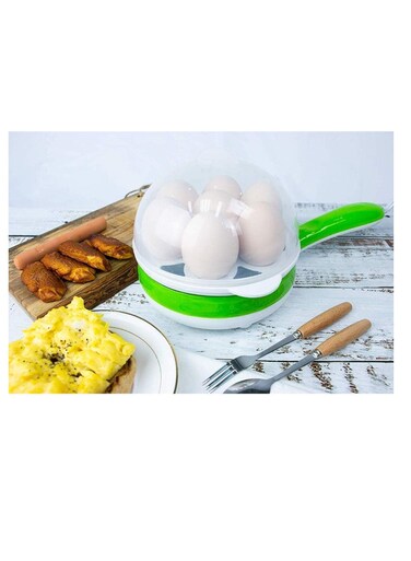 مقلاة بيض كهربائية، سعة 6 بيضات، إيقاف تشغيل تلقائي - مثالية للغليان والسلق والقلي وصنع الأومليت   سطح غير لاصق لسهولة الطهي والتنظيف
