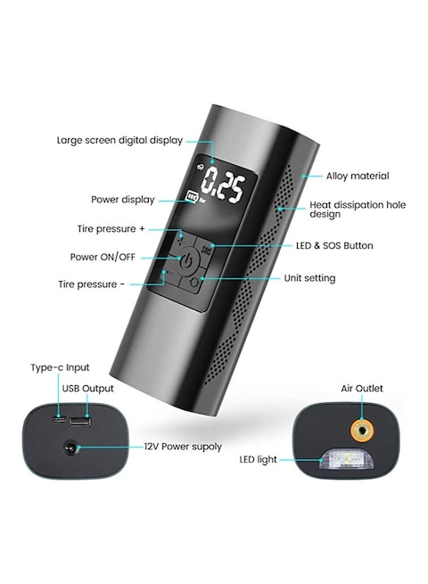Cordless Tire Inflator Portable Air Compressor &ndash; 6000mAh Rechargeable Bike Air Pump with Digital Pressure Gauge, 150PSI Auto-Off Electric Wireless Pump