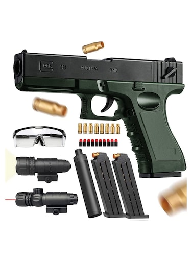 Glock Soft Bullet Toy Gun for Kids with Magazine &amp; Silencer &ndash; Role-Playing Dress-Up Toy with Safe Foam Bullets &ndash; Pretend Play Accessories &amp; Perfect Gift