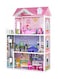 Kids Wooden Dollhouse with Working Elevator &amp; Rotatable Staircase 3-Story Pretend Play Doll House for Toddlers, 10 Pcs Furniture Accessories, DIY Simulated Rooms