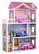 Kids Wooden Dollhouse with Working Elevator &amp; Rotatable Staircase 3-Story Pretend Play Doll House for Toddlers, 10 Pcs Furniture Accessories, DIY Simulated Rooms