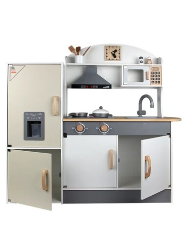 Wooden Kitchen Set for Kids &ndash; Realistic Pretend Play Kitchen with Utensils, Simulated Cooking Toys for Toddlers, Interactive Kitchen Playset for Boys &amp; Girls Age 3+
