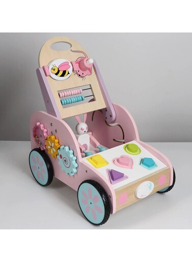 مشاية أطفال خشبية من مونتيسوري، للأولاد والبنات، مركز أنشطة متعدد مع عجلات، لعبة تعلم المشي للأطفال الصغار، من الجلوس إلى الوقوف، مثالية