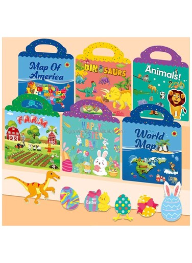 كتب ملصقات قابلة لإعادة الاستخدام للأطفال - ملصقات لطيفة مقاومة للماء للأطفال الصغار (من سن 2 إلى 4 سنوات)   لعبة سفر ممتعة للأولاد والبنات   لعبة تعليمية وتفاعلية،