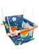 Baby Hanging Swing with Dinosaur Print - Wooden Canvas Swing Seat with Belt, Secure &amp; Comfortable Baby Swing for 6-36 Months, Perfect
