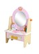 طاولة زينة خشبية للأميرة مع ملحقات مكياج - لعبة تعليمية للعب الأدوار، طاولة مكياج محاكاة للبنات، مجموعة تجميل تفاعلية مع مرآة