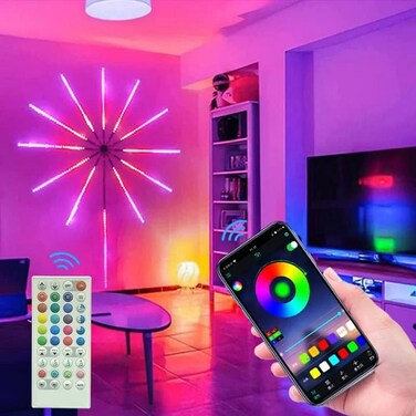 إضاءة LED ملونة للألعاب النارية - مصباح Starburst يتم التحكم فيه عبر تطبيق USB 5 فولت، إضاءة جو متزامنة مع الموسيقى، شريط طبول نيزكية بموجات صوتية، التحكم عبر الهاتف الذكي