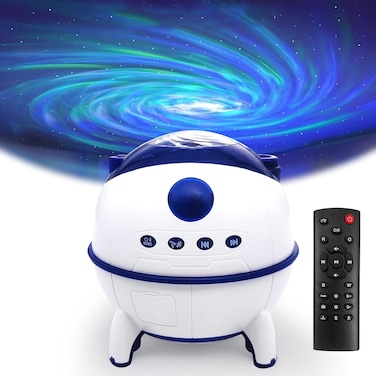 جهاز عرض النجوم المجرة - ضوء ليلي يعمل بالصوت عبر البلوتوث مع مؤقت، جهاز عرض السماء لغرفة النوم، والسيارة، وديكور الحفلات، وغرف الألعاب، وضوء النجوم في السقف،