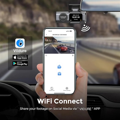 Garmin Dash Cam Dash Cam Front And Rear, WiFi APP Control 4K