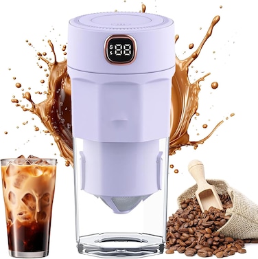 Portable Coffee Grinder and Smoothie Blender &ndash; 2-in-1 Travel Blender with Personal Travel Cup, Durable Stainless Steel Mixing Blades, USB Rechargeable