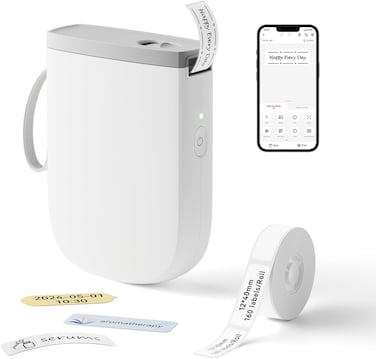 Label Maker Machine D11 Portable Bluetooth Printer for Labeling, Handheld Mini Labeler for Home &amp; Office, Multiple Templates, Customizable Tape, Easy-to-Use