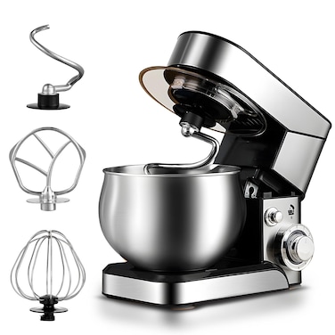 1200W Kitchen Electric Stand Mixer with 4.5Qt Mixing Bowl, 6 Speed Adjustable, 3 Attachments for Baking and Cooking, Powerful and Durable, Perfect 
