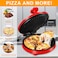 Electric Pizza Oven for Home, 220&deg;C, 1000W, Firestone Plate 23 cm, Compact &amp; Efficient Pizza Maker in Red - Perfect for Homemade Pizzas, Quick Baking, and More
