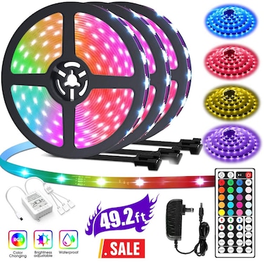 LED Strip Lights for Bedroom, Color Changing LED Lights with Remote Controller, 16.4ft/5M RGB LED Light Strips for Home Decor, TV Backlight, Mood Lighting