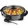 Multi-Function Electric Heat Pan for Pizza Cooking and Frying, Non-Stick Surface, Adjustable Temperature Control, 12-Inch Versatile Frying &amp; Grilling Pan