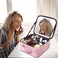 Smart LED Light Mirror Cosmetic Case, Travel Makeup Bag with LED Mirror, Portable Makeup Organizer for Women, Beauty Storage Box for Girls, Handbag