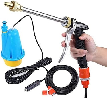مضخة غسيل محمولة عالية الضغط بقوة 12 فولت 80 وات، آلة تنظيف السيارات والحدائق، مضخة غسيل مدمجة للسيارات والدراجات والأثاث الخارجي والبستنة