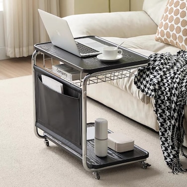 C Shaped End Table &ndash; Multifunctional Side Table with Adjustable Height, Modern Design for Living Room, Bedroom, Office, Small Spaces
