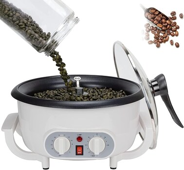 Coffee Roaster Electric &ndash; 800W Stainless Steel Coffee Bean Roaster Machine with Thermostat &amp; Timer, Includes Extra Coffee Maker for Fresh Coffee at Home

