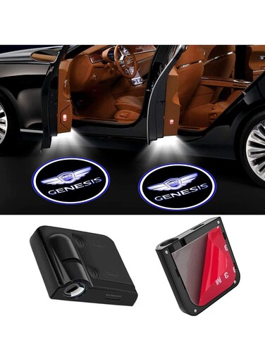 2Pcs Universal Wireless Car Door Logo Light &ndash; LED HD Welcome Courtesy Ghost Shadow Projector Lamp for Genesis and Most Car Models Easy Install, No Wiring.