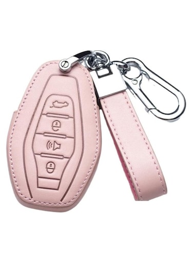 غطاء جلدي لمفتاح السيارة لـ Chery JETOUR X70 وX90 وX95 – حافظة حماية ذكية لجهاز التحكم عن بعد مع حامل سلسلة المفاتيح وحلقة إكسسوارات السيارة – تصميم جلدي فاخر