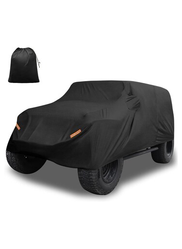 غطاء سيارة شديد التحمل لسيارة جيب رانجلر 4 أبواب (2007-2023)   حماية خارجية مقاومة للماء   مقاوم للشمس والمطر والغبار والرياح والثلوج   غطاء أسود