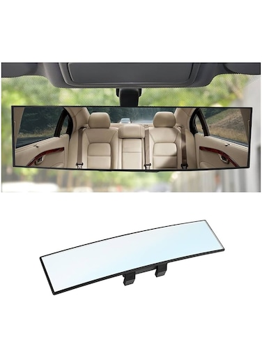 Universal 11.81 Inch Panoramic Convex Rearview Mirror, Interior Clip-on Wide Angle Mirror for Car, SUV, and Trucks, Reduces Blind Spots for Clear and Safe Driving
