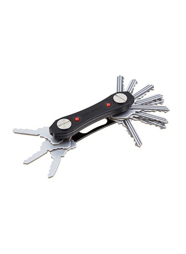 منظم مفاتيح مدمج ومثالي - ينظم ما يصل إلى 30 مفتاحًا   حامل سلسلة مفاتيح مزود بمصابيح LED مزدوجة وفتاحة زجاجات مدمجة   حل أنيق ومتين لإدارة المفاتيح (وحدة واحدة، أسود)