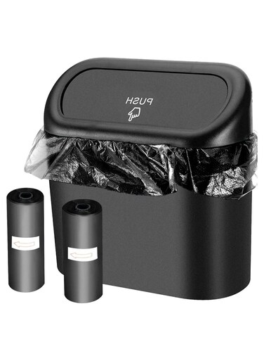 عبوتان من سلة المهملات للسيارة مع 30 كيس نفايات بولي - سلة مهملات للسيارة مقاومة للتسرب، سلة مهملات، حامل أكياس قمامة للمطبخ والحمام والمكتب والمنزل والهواء الطلق - منظم سلة المهملات متعدد الاستخدامات