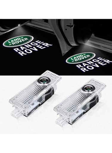 قطعتان من مصابيح عرض شعار باب السيارة LED متوافقة مع سيارة لاند روفر رينج روفر 2010-2015 - ملحقات مصباح Shadow Ghost Puddle المتميزة لتحسين الأناقة