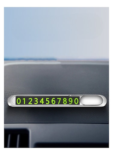 Metal Car Temporary Parking Card &ndash; Luminous Phone Number Plate with Magnetic Adsorption, Rotatable Privacy Protection, and Sleek Design
