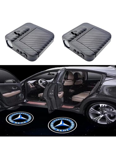 قطعتان من مصابيح باب السيارة متوافقة مع BMW - ضوء ترحيبي ثلاثي الأبعاد بظل شبحي، جهاز عرض شعار LED لإضاءة باب BMW المخصصة، تأثير ظل أنيق