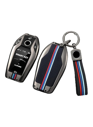 TTQK Smart Key Case Keychain &ndash; Metal Shell Cover Compatible with BMW 1, 3, 4, 5, 6, 7 Series, X3, X4, M5, M6, GT3, GT5 &ndash; Premium Car Key Protector