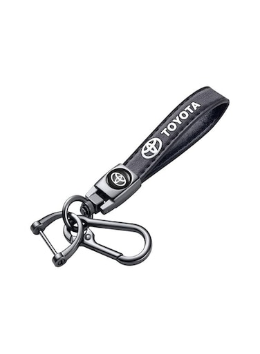 Toyota Leather Car Keychain for Men and Women &ndash; Durable Key Ring Accessories for Car, House, Office   Stylish Black Leather Key Holder   Perfect Family Gift
