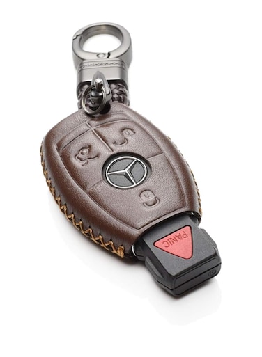 Premium Leather Keyless Entry Remote Control Smart Key Case Cover  for Mercedes Benz &ndash; Stylish Protection for C, E, S, CLA, CLS, GLA, GLC, GLK, ML, SLK Series
