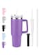 2024 Stainless Steel Insulated Tumbler with Straw &amp; Handle &ndash; Large Capacity Travel Cup for Office, Home, and Car &ndash; Stylish Purple Design for Men &amp; Women
