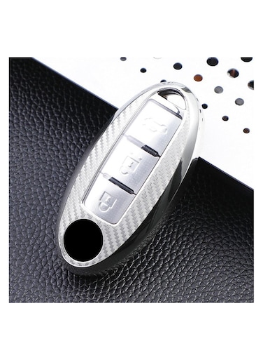 Car Key Cover - Carbon Fiber Pattern Key Case for Nissan PATROL QX80, Infiniti QX56, Tiida, Sunny, Teana, X-Trail, Livina - Stylish 3/4/5 Button Keychain Shell