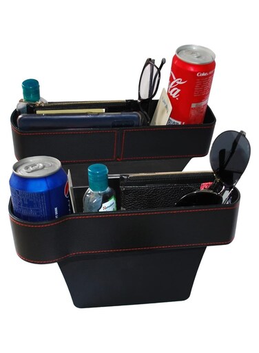 2-Pack Car Seat Gap Filler Organizer with Cup Holder &ndash; Car Side Pocket Console Storage for Phones, Keys, Wallets, Cards, Sunglasses &amp; Coins