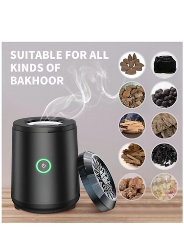 Portable USB Rechargeable Electric Incense Burner with Full Holy Quran Speaker, Remote Control, Bukhoor Diffuser for Car, Home, Office, and Travel Use   ACHAS Premium Design
