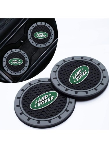 Land Rover Car Cup Holder Coaster - Anti-Slip Insert for LR2, LR3, LR4, Range Rover, Defender, Discovery, Land Cruiser   Black Car Accessories   Custom Fit Interior Coaster for Cup Holders
