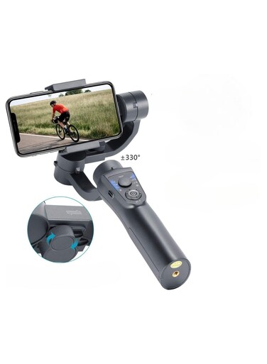 Three Axis Handheld Gimbal Stabilizer with LED Adjustable Night Fill Light, Face Tracking, Time Lapse, Panorama Mode &amp; Sports Camera for Phones