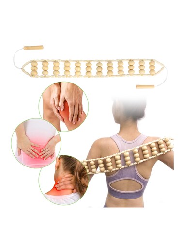 جهاز تدليك الظهر مع بكرات وحبل - بكرة متعددة الوظائف لعضلات الرقبة والظهر، تخفف من توتر العضلات، وتدعم صحة الجلد، بطول 47.2 بوصة